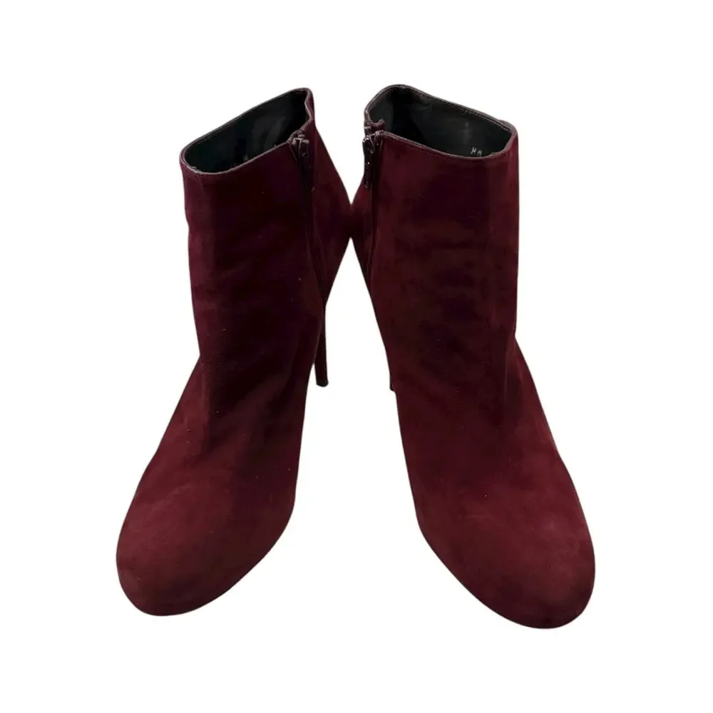 MICHAEL Michael Kors Burgundy Suede Platform Stiletto Ankle Boots 11M